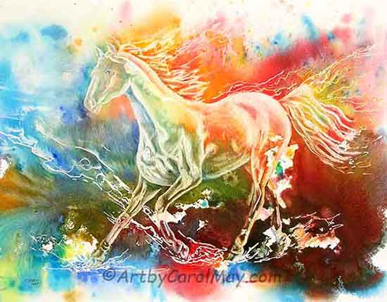 Get beautiful watercolor paintings on Ampersand Aquabord without the hassle of using paper.
"Freedom" is a prophetic painting by Carol May Use Aquaboard: Aquabord for watercolor paintings.
