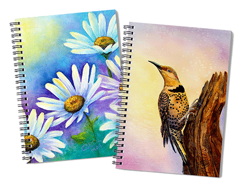 Get inspired with beautiful or fun artwork on your spiral notebooks. Art-by-Carol-May-spiral-notebooks