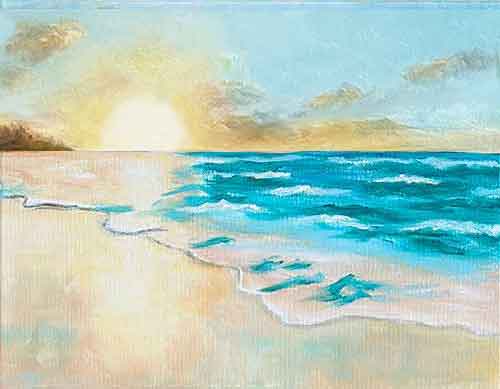 Paint white caps on the top of the waves.