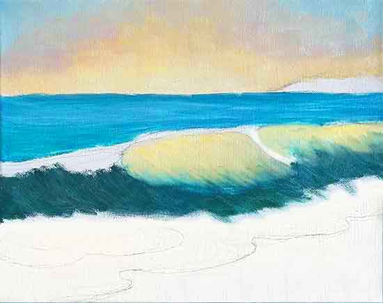 The shadow part of the wave is straight paint without any white. Beach-painting-3