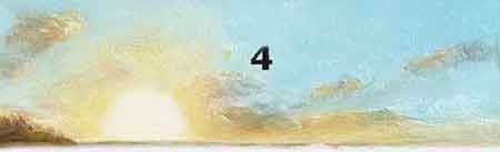 The clouds have been blended into the sky with a dry brush. Gently blend the clouds into the sky.