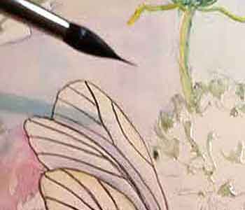 Paint the veins on the next butterfly.