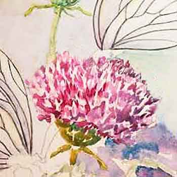 Paint the green parts of the thistle flowers.