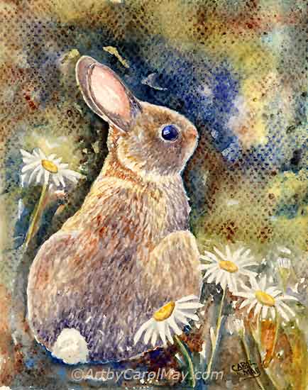 Oil painting of a rabbit A Wildlife painting of a Cottontail rabbit.