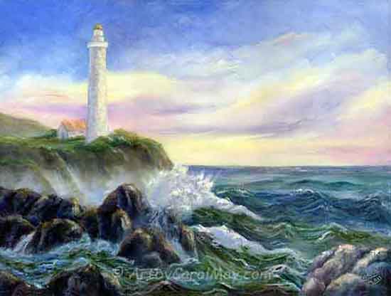 God's Lighthouse prophetic oil painting by artist Carol May