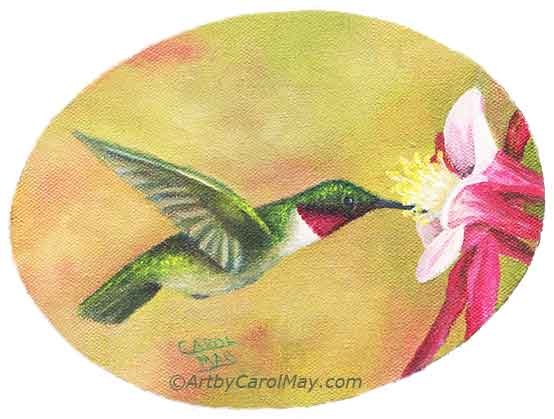 Ruby-throated Hummingbird oil painting by Carol May