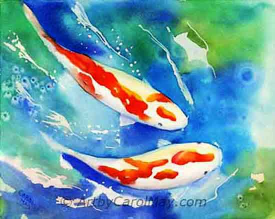 There are so many nature painting to do. Why not paint some koi fish?