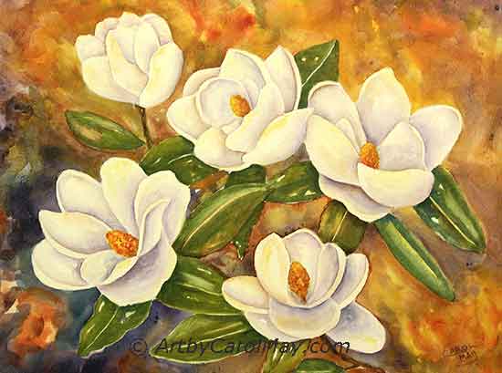 Watercolor Magnolia painting Watercolor Magnolia flower painting by Carol May