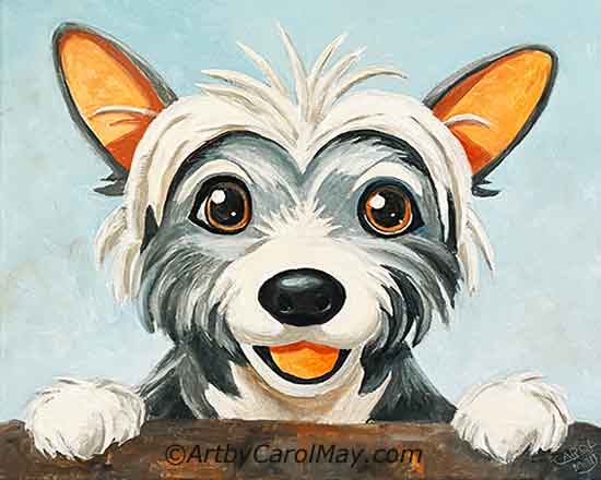 Learn to paint a happy dog with oils or acrylic.