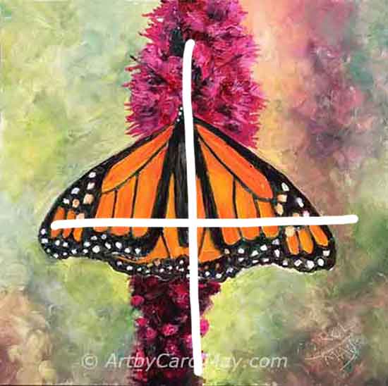 Cross composition of a Monarch Butterfly painting.