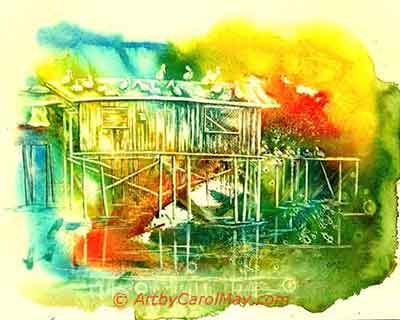 Watercolor painting on Aquabord, "Days Gone Bye" The best painting ideas are to paint what we see.