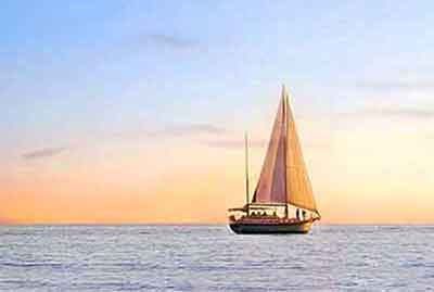 One sailboat on a calm sea. Beginning artist should start with a simple subject.