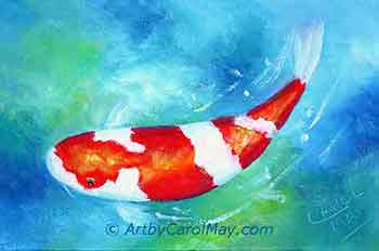 Koi painting by artist Carol May A koi is an easy painting idea for beginners to paint.