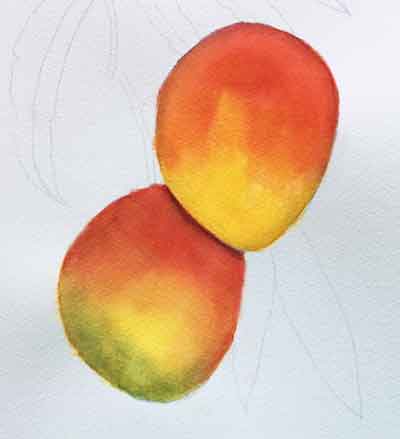 Complete the last glaze on the mangoes.