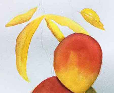 Paint the first glaze on the leaves.