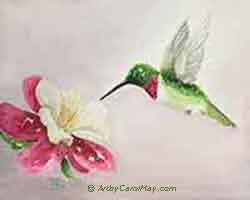 Paint a watercolor Ruby-throat Hummingbird step-by-step.