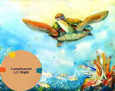 Bold Freedom watercolor painting with the complement left 1/2 color scheme Learn how to choose colors for your artwork.