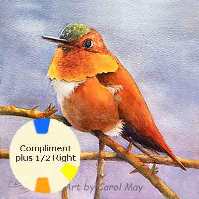 Color scheme for painting a Rufous Hummingbird.