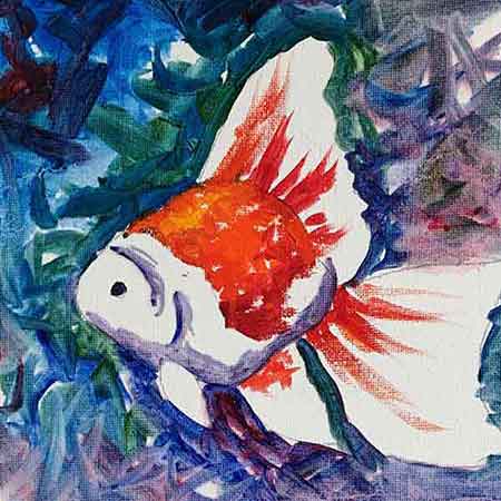 Paint blue in the shadow areas of the fish.