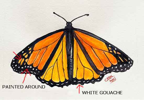 Complete painting your Monarch with the white spots.