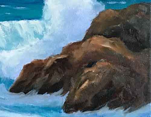 Put sunlight colors on the rocks. Refine the rocks