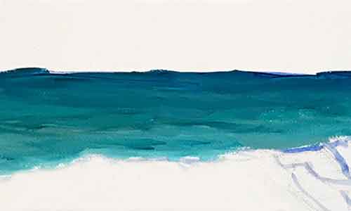 Paint the background water first. Paint the background water with the ocean colors.