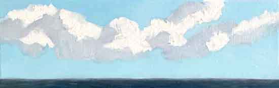 Tint white with Yellow Ochre for a warm white. Paint the cloud highlights.