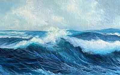 Deep ocean water is a dark navy blue to black. Deep ocean water is a variety of dark blues.