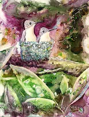 Watercolor painting on Aquabord, 8x10 Tiny Treasures watercolor by painting artist Carol May