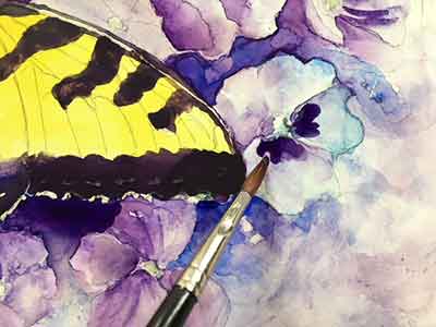 Darken the flower petals where they attach to the center of the flower. Put dark paint in the center of the flower.