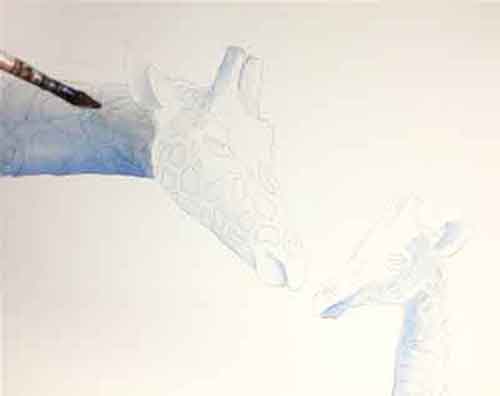 Wet the area before painting the watercolors.