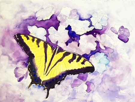 Paint darker areas in the background. Add some darker values to the background of your butterfly painting for added interest.