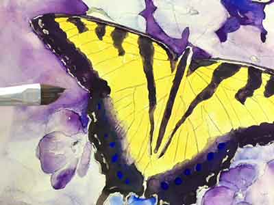 Get ready to start painting the background flowers. Remove some paint to make a lighter flower.