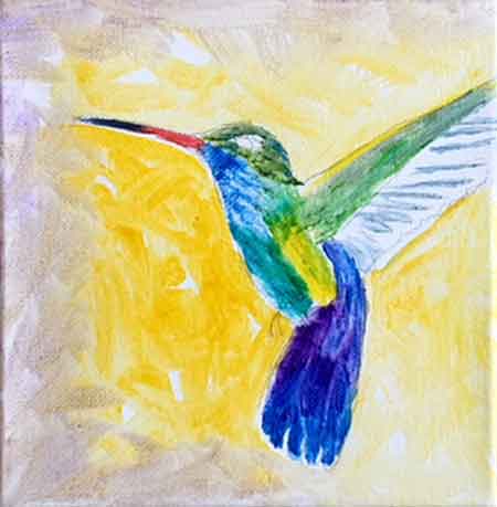 Under paint the background around the hummingbird