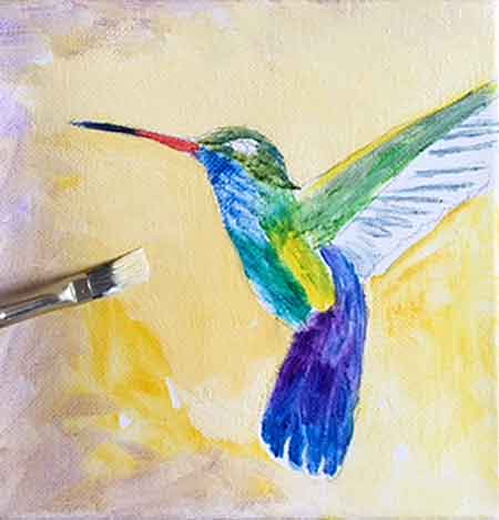 Finish painting the background around the hummingbird