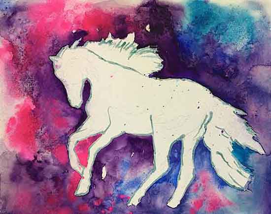 Let the background colors freely flow together. Paint the background with a variety of colors.