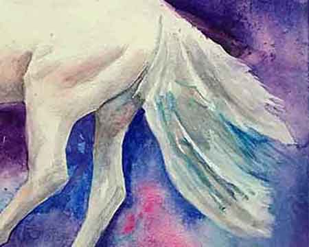 Use light and dark colors in the tail. Paint the horse's tail.