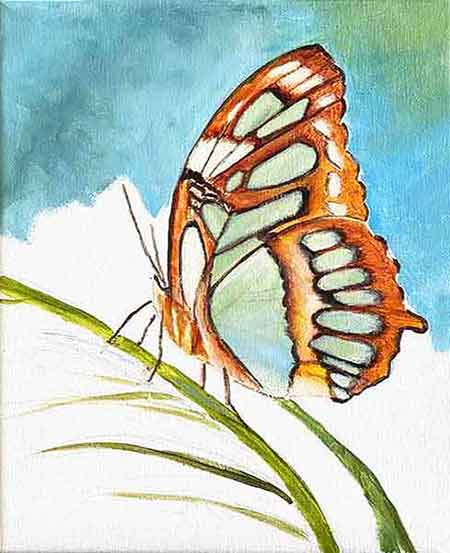Start painting the background. We need a background around the butterfly.