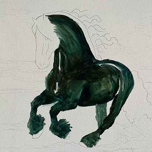 Underpaint the horse's body.