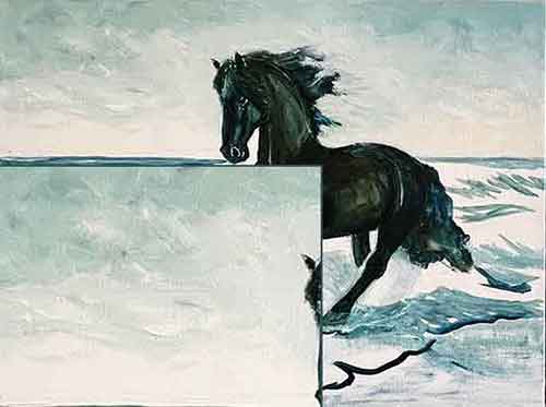 Paint the sky from the top down. Then from the horizon up.