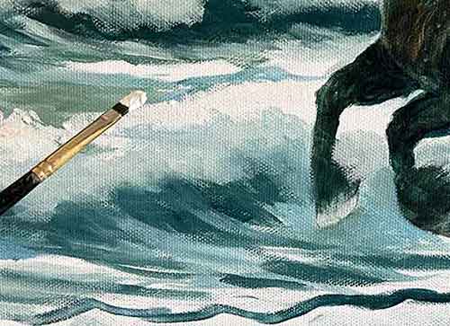 Paint the sunlit foam with straight paint.