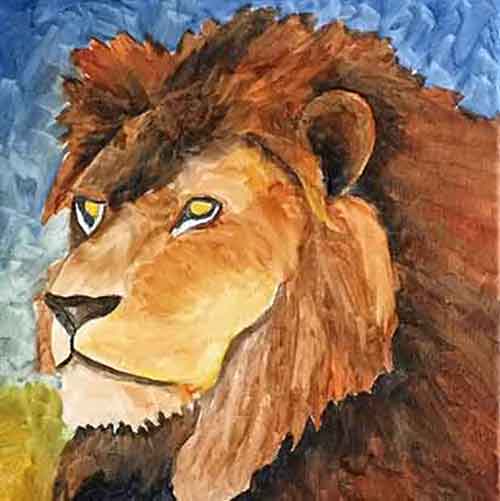 Finish underpainting the lion.