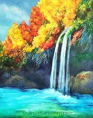 How to paint a waterfall with oils.