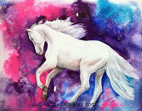 Watercolor horses are easy to paint. Refine and finish your watercolor horse painting.