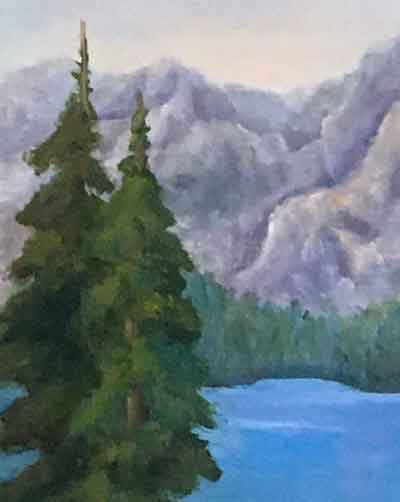 Adjust the values to place one tree behind the other tree. Separate the trees with variations of color and value.
