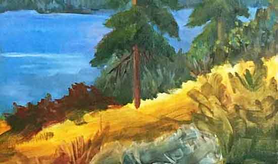 Use a variety of colors, values and strokes. Paint the foreground foliage with brighter colors.