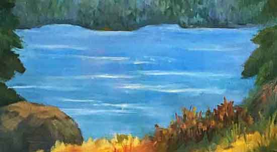 Paint shadow and highlight lines on the water. Highlight the water.