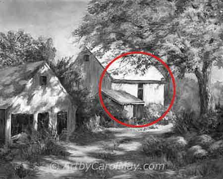 The gray-scale shows the contrast in the focal area of the painting.