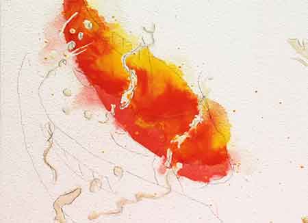 Let the colors flow together on this fish. Practice pouring the watercolors on the koi fish