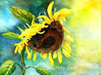 An oil sunflower painting, see more paintings of flowers by Carol May/